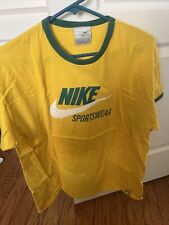 RARE VINTAGE NIKE WHITE LABEL RINGER T-SHIRT GREEN YELLOW MEN'S And Shorts Xl-b picture