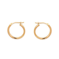 14K Yellow Gold Rivet Hoop Earrings - 1x12MM or 1x14MM - Gift for Her picture