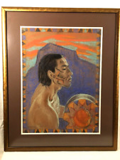 Vintage Original Pastel Painting of American Indian Dancer Signed Christoffersen picture