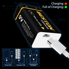 1000mAh 9V Li-ion Rechargeable Batteries 9-Volt USB Charging Battery Lot Black picture