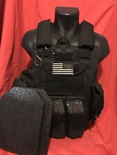 Black Tactical Vest Plate carrier w/ 2 Curved 10x12 Plates picture