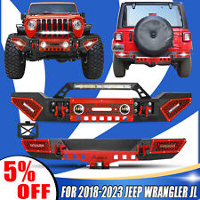 Aaiwa For 18-22 Jeep Wrangler JL Front/Rear Bumper W/Winch Plate &LED Fog Light picture