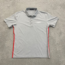 G/FORE Golf Polo Shirt Mens Medium Grey White Striped Performance Stretch Casual picture