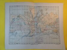 1893 OCEAN CURRENTS Temperature Map Vintage Eng ORIGINAL 11.5 x 9.5