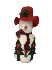 Vintage Look Primitive  Country Snowman Stuffed Christmas Trees Top Hat picture