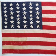 Antique 39 Star 1889 American Flag Elongated Stripes 767676 Pattern 23.5x12 #C picture