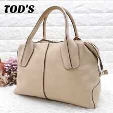 TOD'S Handbag D-STYLING Side Logo Leather Beige women's USED FROM JAPAN picture