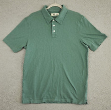 American Giant Heavy Cotton Knit Polo Shirt Golf Men's Medium Green Made In USA picture