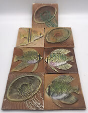7 Rare 4” X 4” Fish/Jelly Fish ceramic tile Natalie Surving Studio 1996 picture