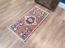 Small Bathroom Rug, Small Turkish Rug, Small Vintage Rug, 1.5 x 3.0 ft picture