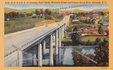 Asheville NC Smoky Mountain Bridge French Broad River Hwy 19 23 Vtg Postcard B64 picture
