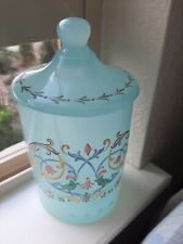Antique Vintage Porteiux Vallerystal Seafoam Blue Opaline Jar, FIT FOR A QUEEN picture