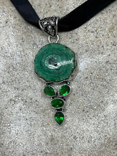 vintage Green Agate Druzy Choker pendant necklace picture