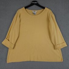 Vintage Talbots Sweater Womens 2X Plus Yellow Orange Button Shoulder Cuffed FLAW picture