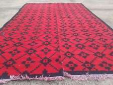 Fine Vintage Traditional Hand Made Oriental Wool Red Kilim 7.10x5.2ft picture