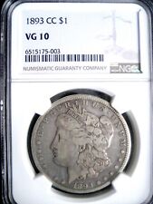 1893-CC Morgan Dollar, NGC VG-10 Rare Date Original++++ picture