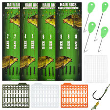 32pcs Carp Fishing Hair Rigs Barbed Hooks with Boilie Bait Stopper Needle Tool picture