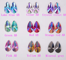 100 pcs Acrylic Rhinestone Teardrop Color AB Flat Back Jewels Faceted picture
