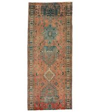 Vintage Semi Antique Muted Tribal 4X9 Wool Distressed Oriental Runner Rug Carpet picture