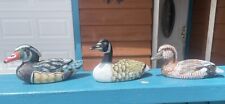 Set of 3 Small Painted Carved Wood Ducks For Country Home Decor or office picture