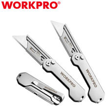 WORKPRO 3-Pack Folding Utility Knife Set Quick Change Blade Box Cutter EDC Knife picture