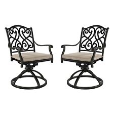 Clihome Set of 2 Cast Aluminum Patio Vintage Carved Swivel Chairs with Cushions picture