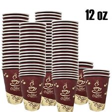 12 oz Disposable Paper Cups Coffee Bean Design for Cold/Hot Drinking 50-500 Pack picture