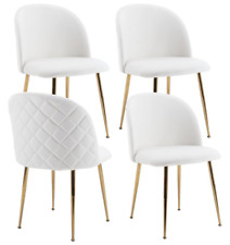 White Velvet Upholstered Dining Chairs Set of 4  pure white NEW picture
