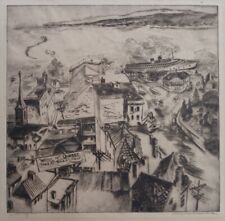 PA Woman MODERNIST Artist DOROTHY W. HUTTON ca 1945 Canada Etching QUEBEC CITY  picture