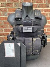 Black Multicam Tactical Vest Plate Carrier With Plates- 2 8x10 curved Plates picture