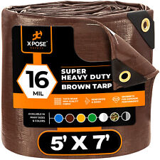 Super Heavy Duty All Purpose Brown Poly Tarp 16 Mil Waterproof Cover Tarpaulin picture