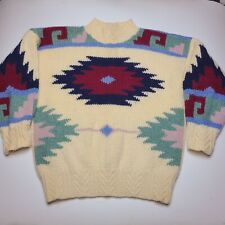 Vintage Susann D Sweater Hand Knit 100% Wool Aztec Design Women's Size Medium  picture