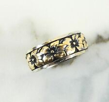 Vintage Two-Tone Floral Eternity Band in 14k Gold picture