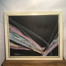 Original Vintage Painting MCM Canvas Elba Alvarez Style Framed Signed abstract picture