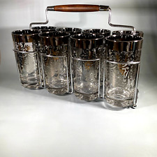 Kimiko Knight Highball Vintage Glass Tumbler Set with Caddy picture