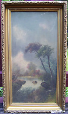 Antique 19th c. Landscape Oil Painting picture