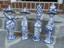 Bjorn Wiinblad Signed Studio Pottery Blue White Figurines Set Or 4 picture
