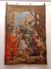 Vintage Fabulous French Or Belgium Pictorial Decorative Wall Hanging Tapestry picture