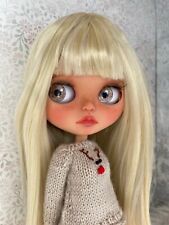 Blythe Doll Straight Blonde Hair Glossy Face Nude Jointed Body Tan Skin 