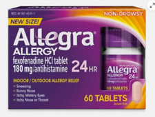 Allegra 24 Hour Allergy Tablets, 60 Count, 180 mg, Non-Drowsy, EXP: 2025+ picture