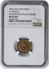 1863 Civil War Token Washington Peace Forever 118/418 MS65BN NGC picture