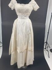 Vintage Audrey Hepburn 1950's Wedding Dress Ivory Lace Full Skirt 50s Bridal picture