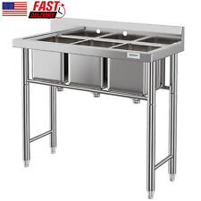 Commercial Utility Kitchen Sink Stainles Steel 3 Compartment for Restaurant Home picture