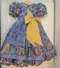 Vtg Girl Dress & Pinafore Sz 6 ABC Bear Daisy Kingdom  Gingham Puff Sleeve Bow picture