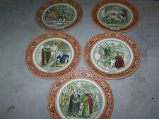 Lot of 5 Vintage Antique Adams Shakespeare Plates - Made In UK - Circ 1920 picture