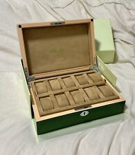 Rolex Watch Box Case Storage Multi 10 Watch Green Display FAST PRIORITY SHIPPING picture