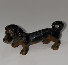 Vintage cast iron Dachshund dog paper weight Americana rustic figural picture