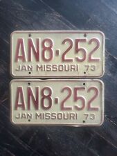 1973 Missouri License Plate PAIR # AN8 252  Mancave Collector Auto Ford CHEVY MO picture