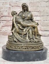 LARGE European Bronze Figurine Religious Michelangelo Pieta Jesus Mary Statue picture