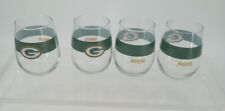 4- Vtg ACL  Green Bay Packers Stemless Wine Bar Glasses  4.5 ” Tall 16 Oz picture